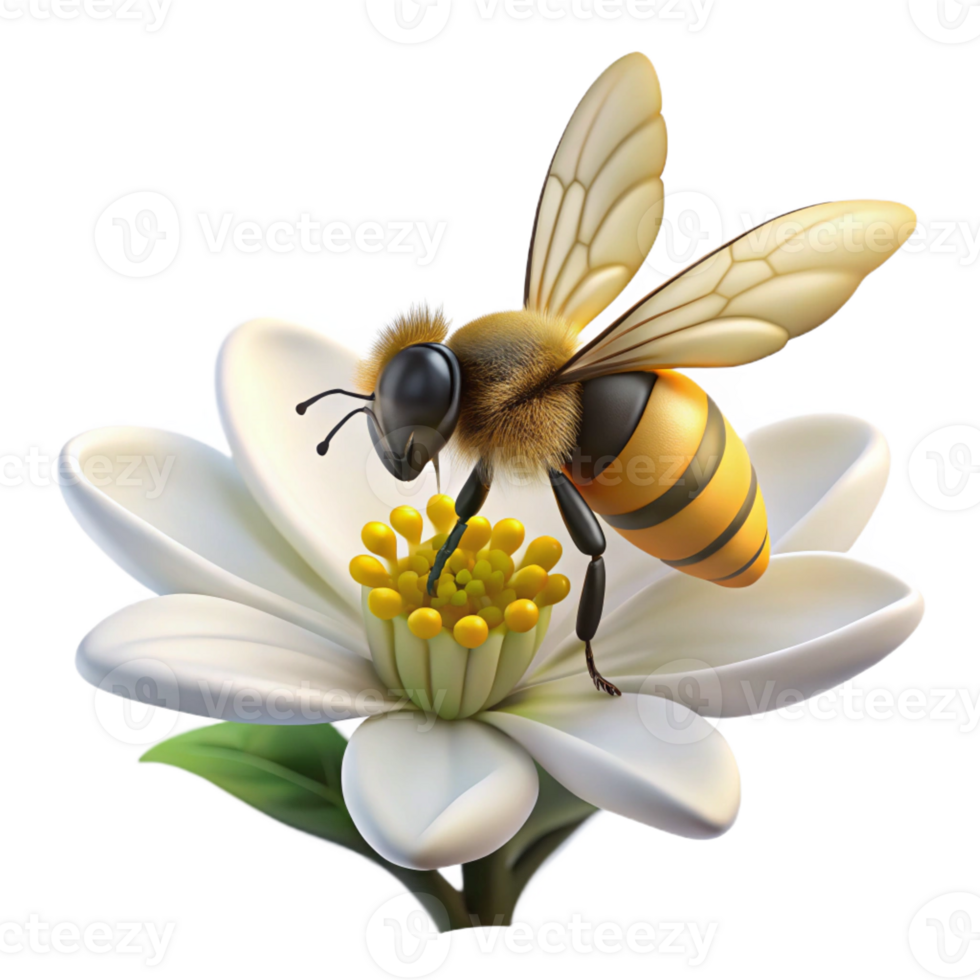 stunning contemporary Bee Collecting Pollen Close Up premium png