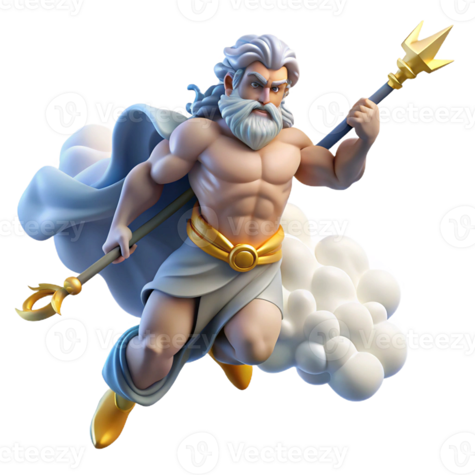vibrant traditional A Powerful Depiction of Zeus Hurling a Th high quality png