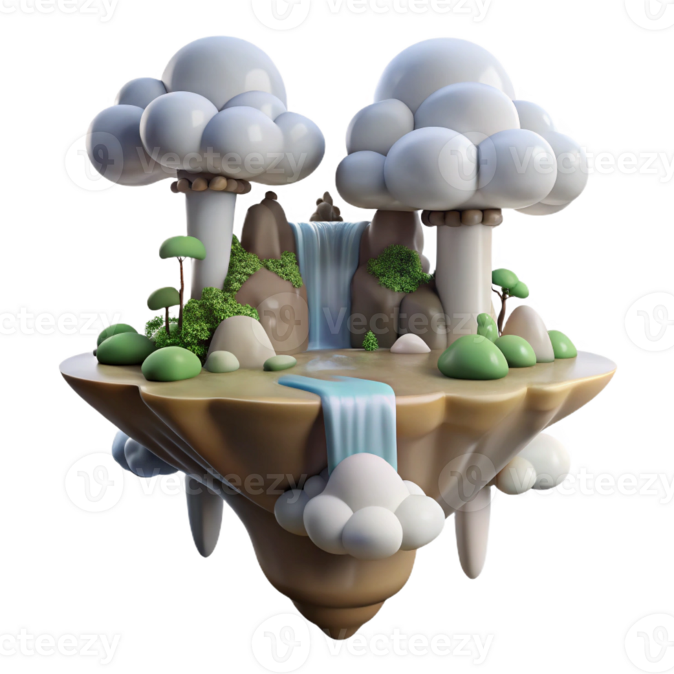 magnificent classic A Floating Island with Waterfalls Cascadin premium png