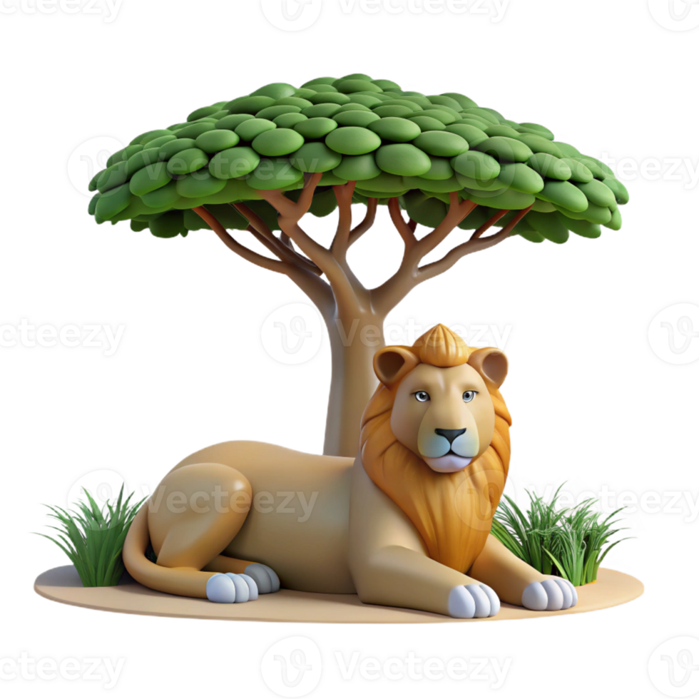 elegant traditional A Majestic Lion Pride Resting Under the S png