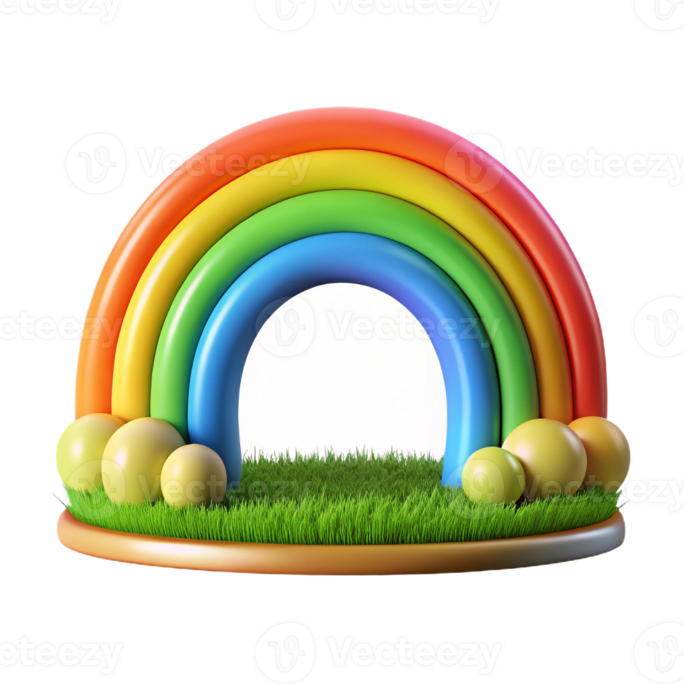 serene artistic A Vibrant Rainbow Arching over a Green F high resolution png