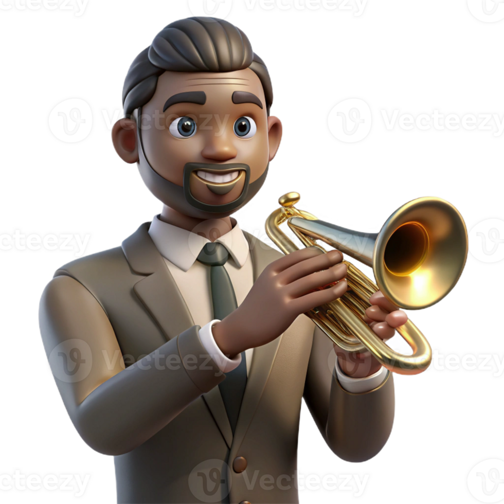 wonderful minimalist Portrait of a Jazz Musician with a Trumpe genuine png
