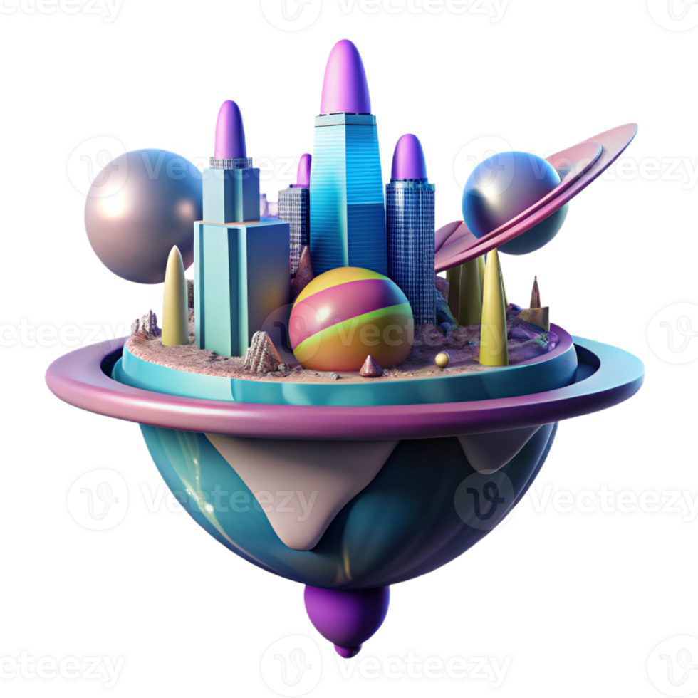 serene contemporary A Futuristic Floating City Above a Gas Gi high resolution png