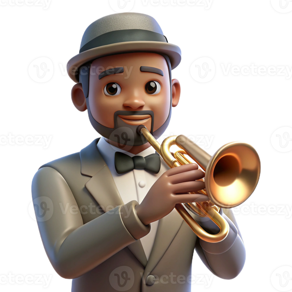 vibrant artistic Portrait of a Jazz Musician with a Trumpe detailed png