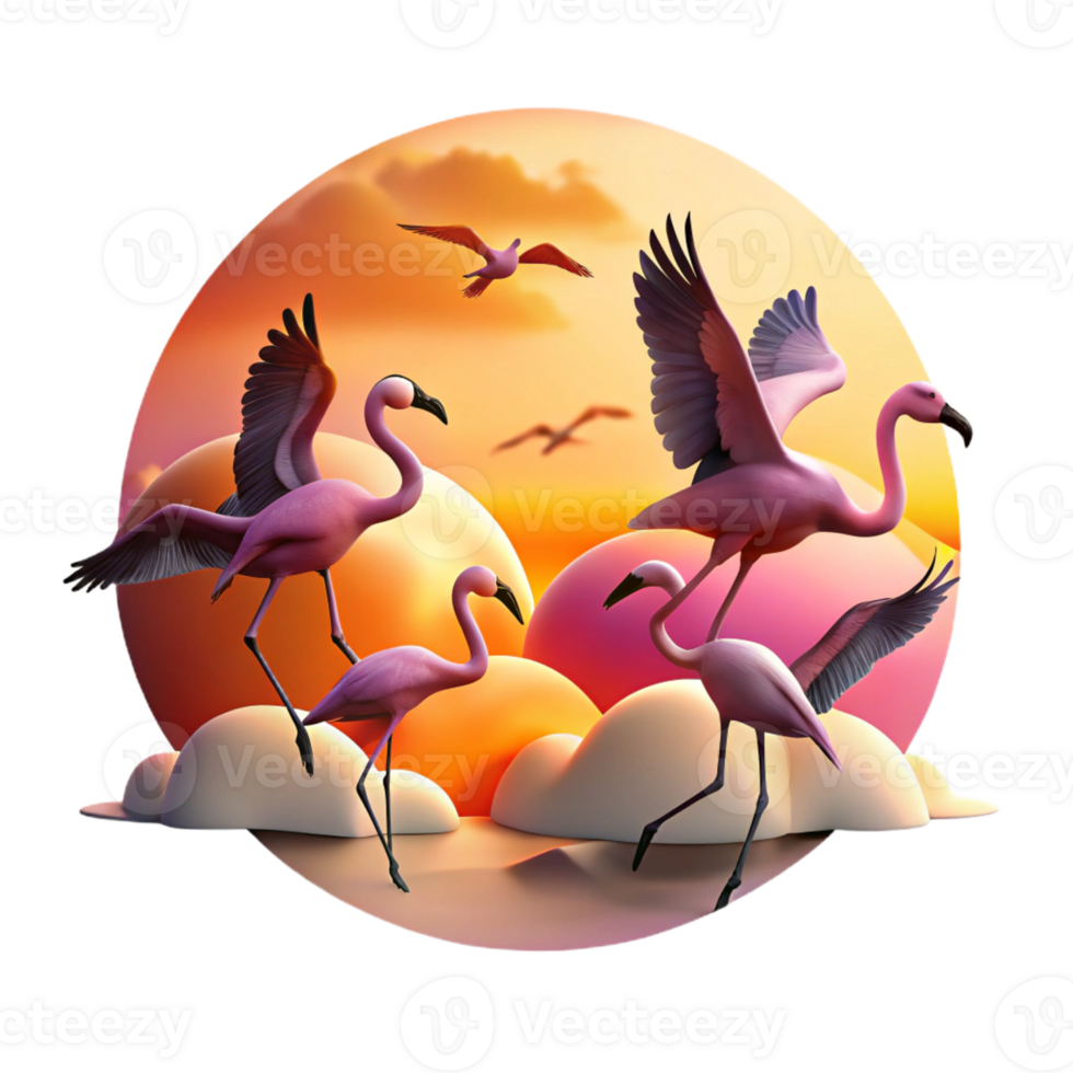 extraordinary rustic Flamingos Taking Flight exclusive png