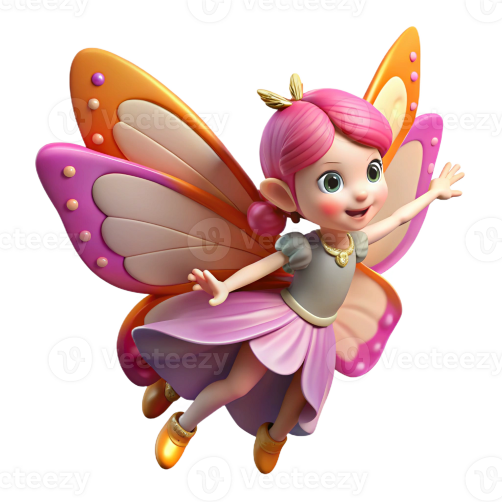 vibrant rustic A Whimsical Fairy Riding a Butterfly Soft original png