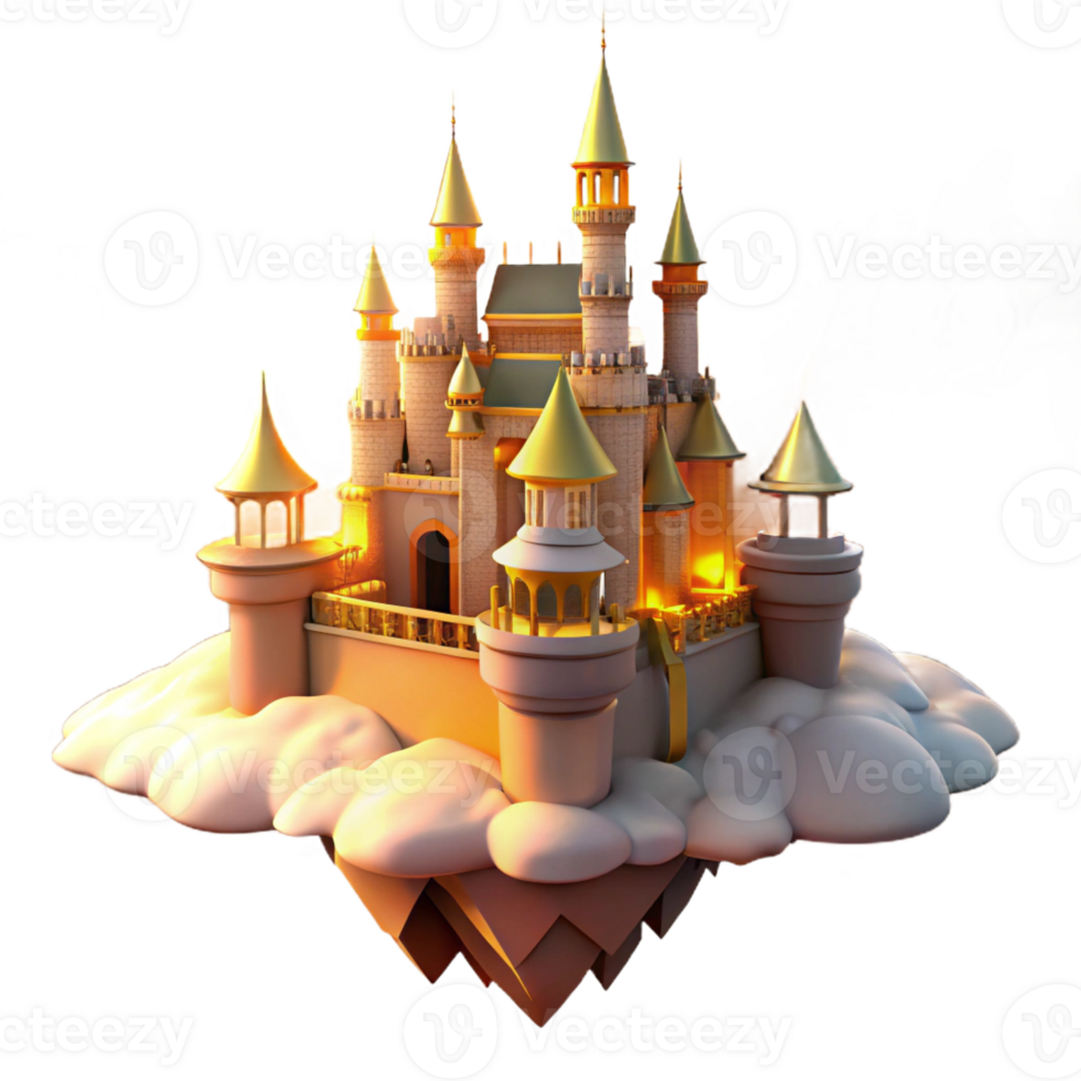 serene traditional A Majestic Castle Floating in the Clouds high resolution png