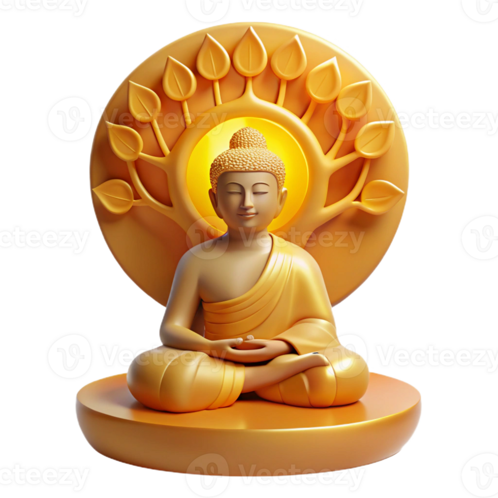 serene artistic Serene Buddha Meditating Under Bodhi Tree high resolution png