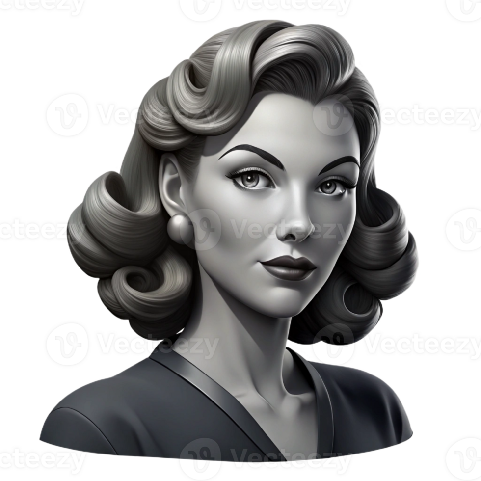 dramatic vintage Portrait of a Glamorous Hollywood Starlet genuine png