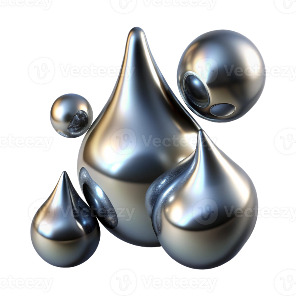 elegant artistic Liquid Mercury Droplets Morphing Into Abs premium png