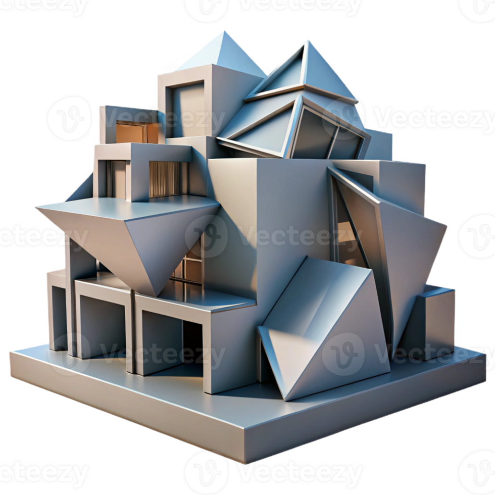 magnificent minimalist Fragmented Deconstructivist Building detailed png