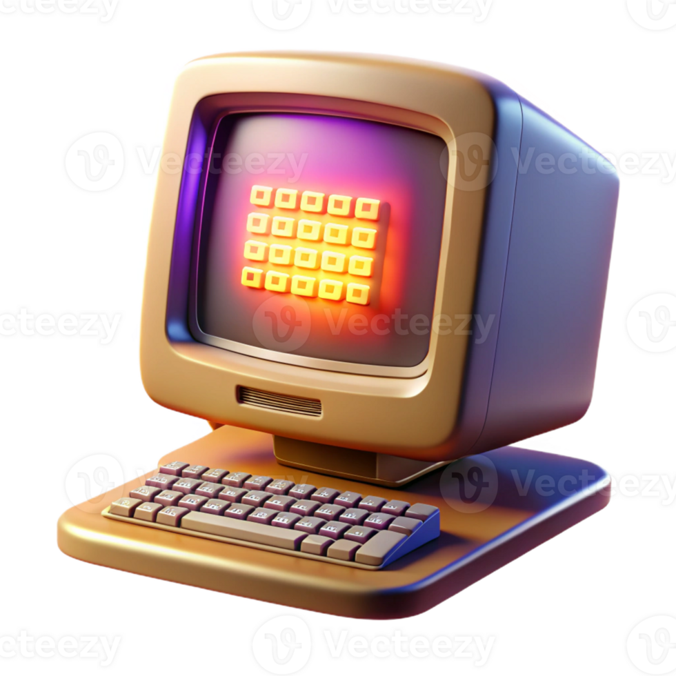 magnificent creative A Vintage Computer Monitor Displaying A premium png