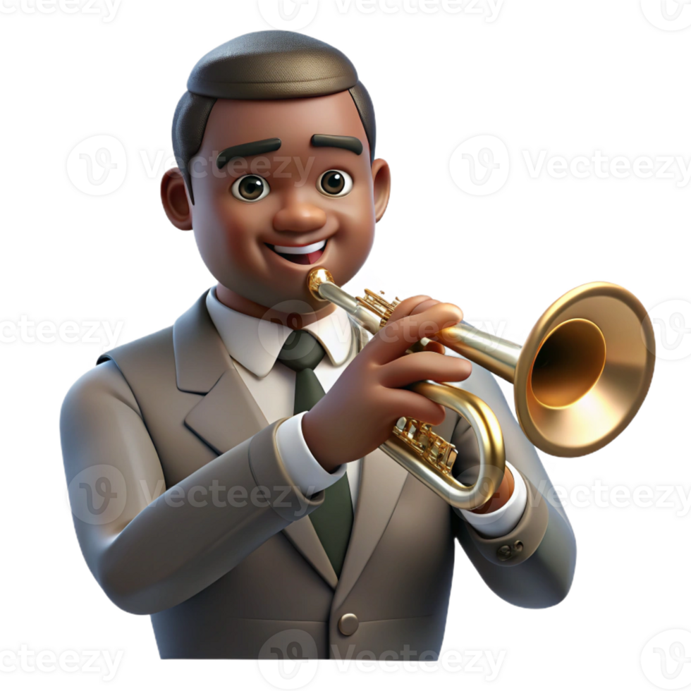 dramatic contemporary Portrait of a Jazz Musician with a Trumpe 4K png