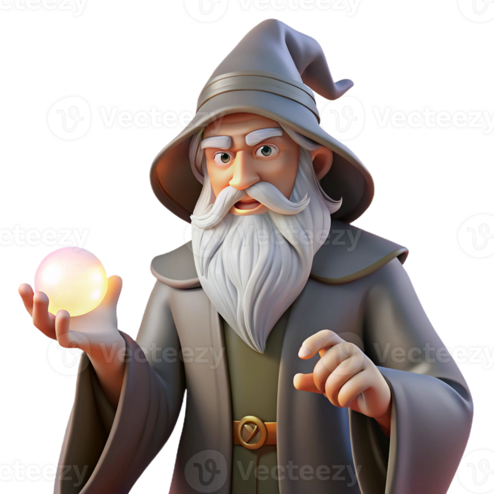 wonderful rustic A Wise Old Wizard with a Long White Beard detailed png
