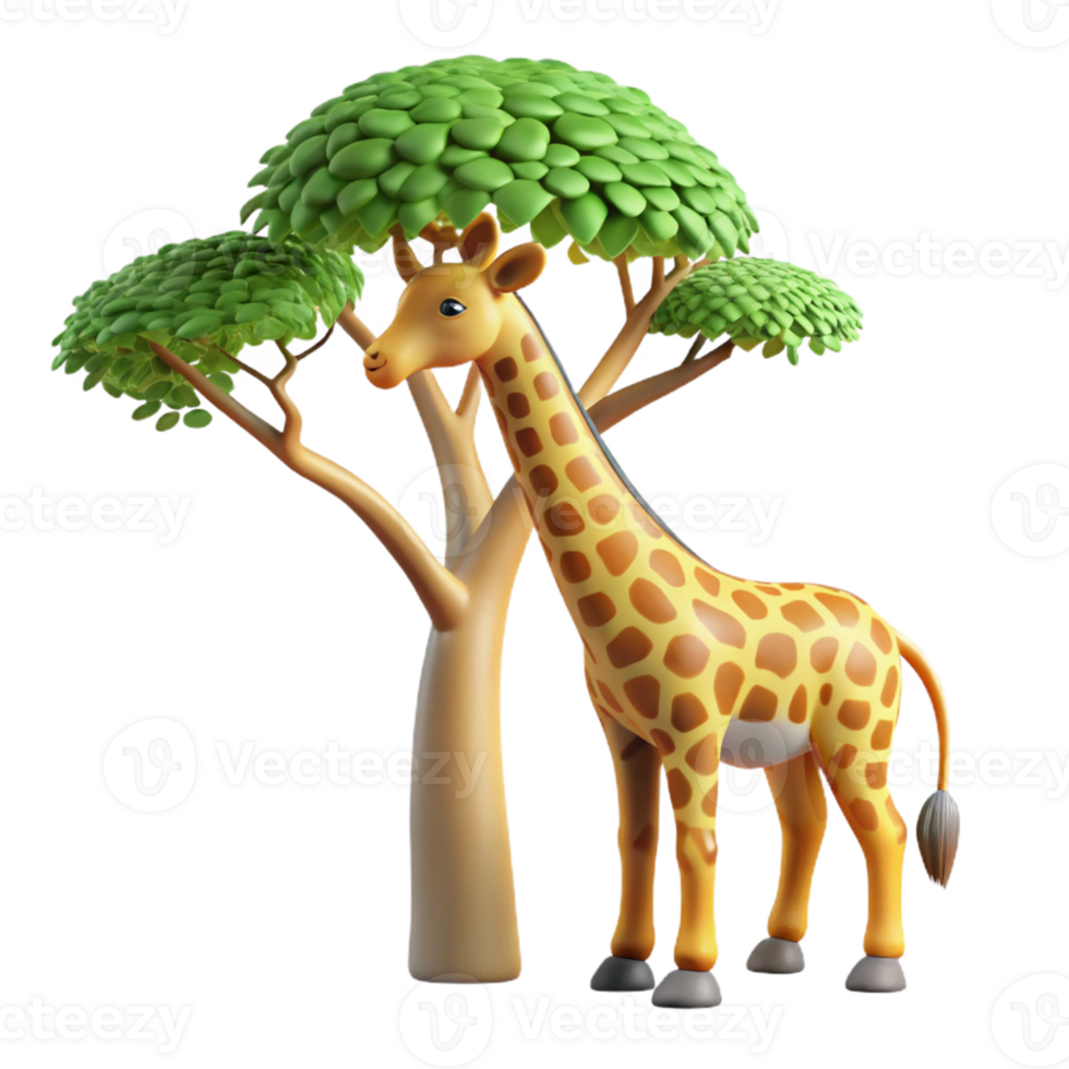elegant creative A Curious Giraffe Reaching for Leaves On original png