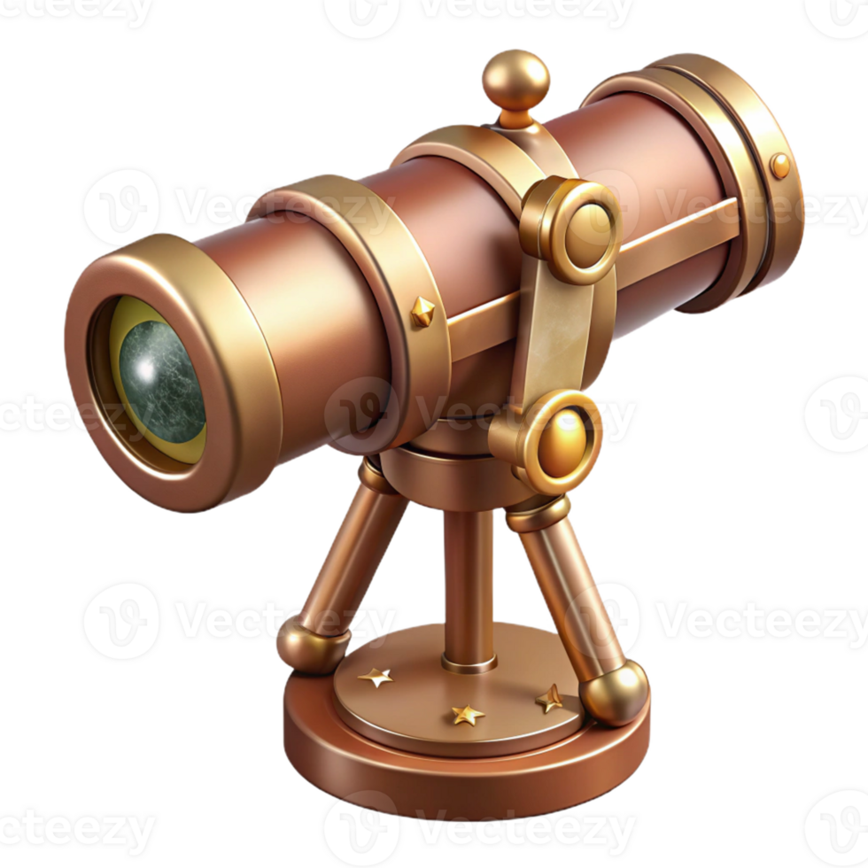 dramatic traditional A Steampunk Telescope Brass and Copper F detailed png