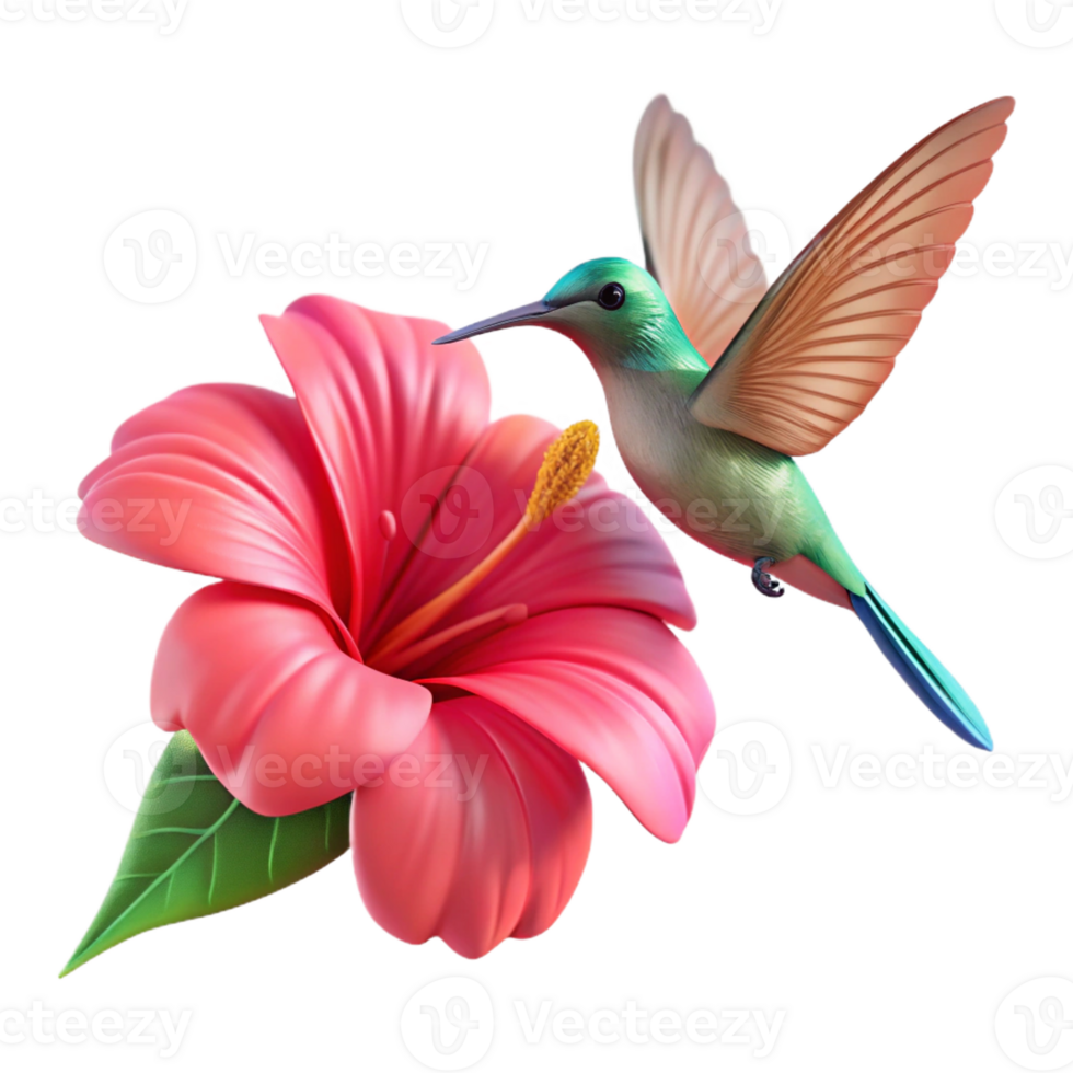 vibrant rustic A Tiny Hummingbird Hovering Near a Vibrant detailed png