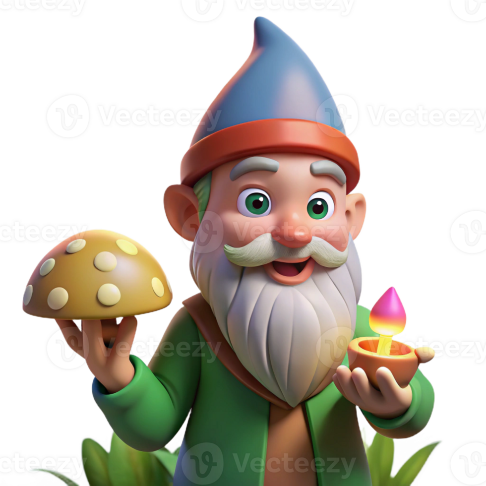 vibrant minimalist Portrait of a Mischievous Gnome with a Poi genuine png