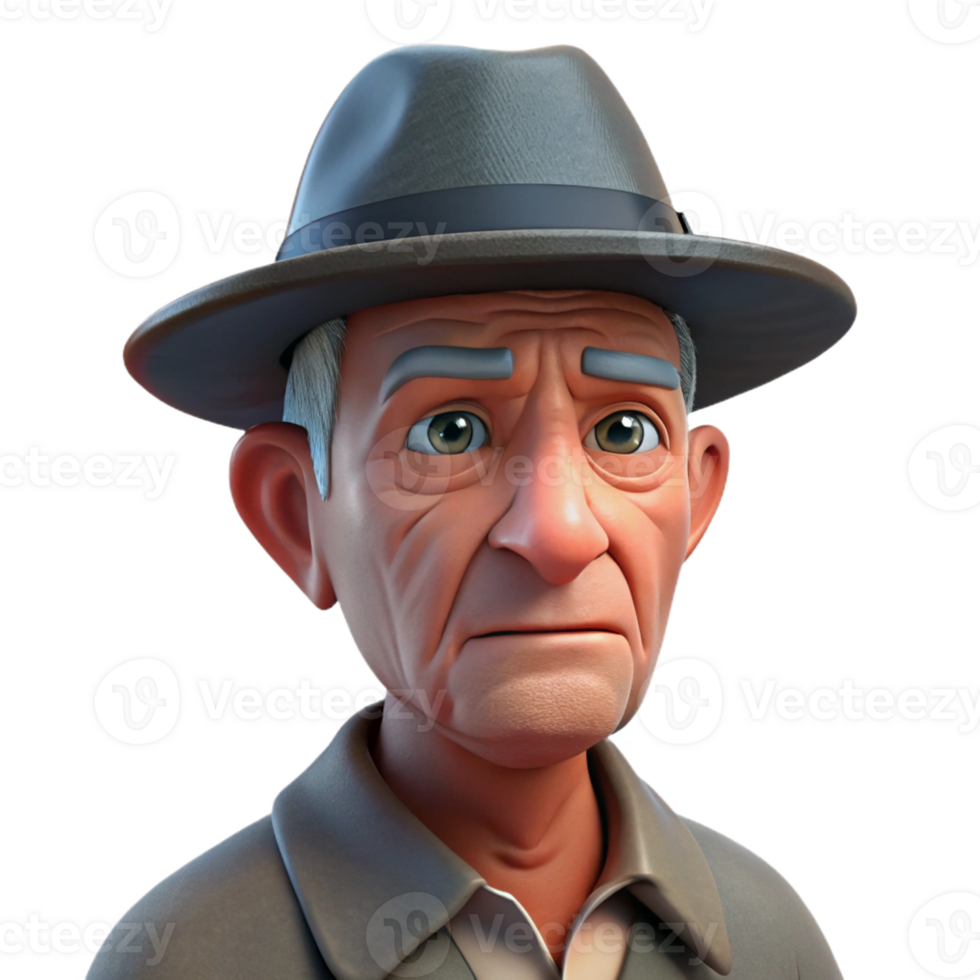 impressive vintage Portrait of an Elderly Man Wrinkled Face high quality png