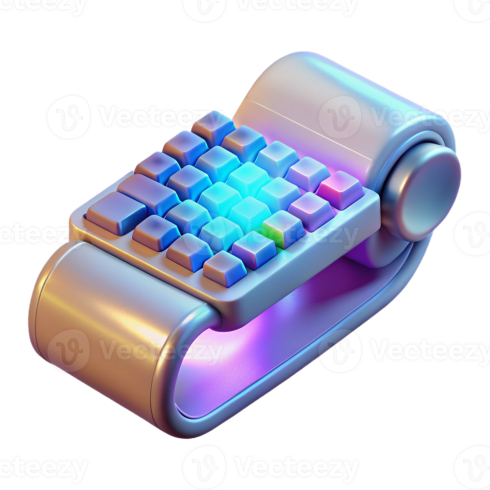 elegant modern A Close Up of a Holographic Keyboard Proj high quality png