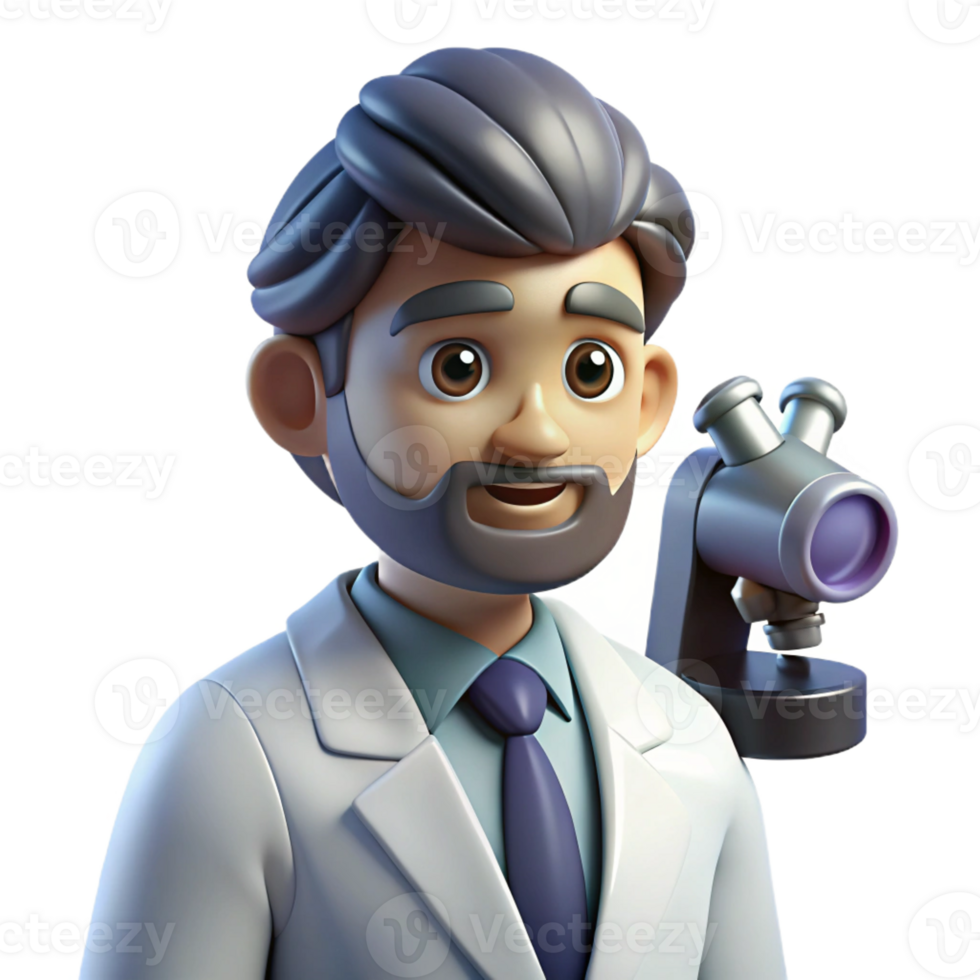 beautiful creative Portrait of a Scientist with a Microscope authentic png