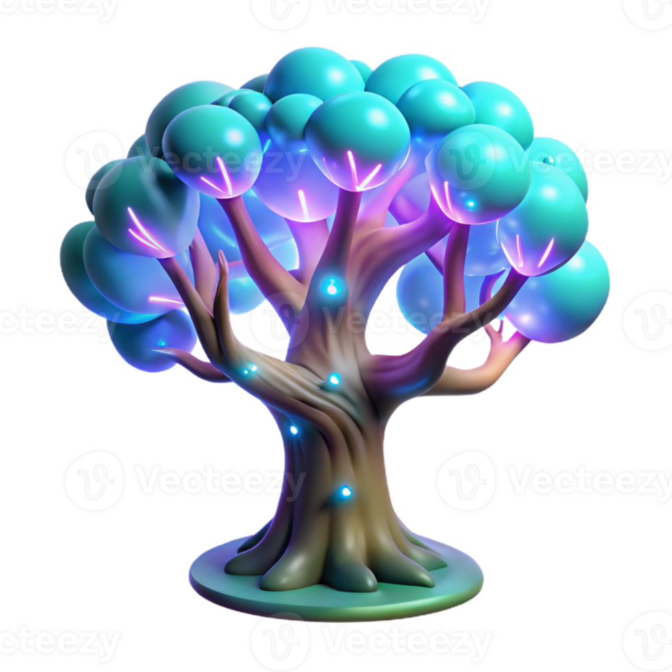 stunning creative Bioluminescent Tree in Futuristic Garden exclusive png