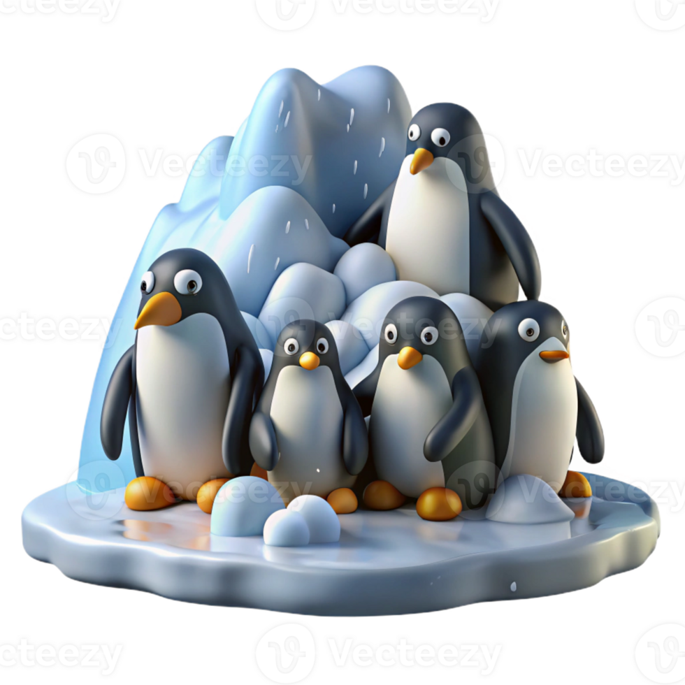 serene abstract A Group of Penguins Huddled Together on An professional png