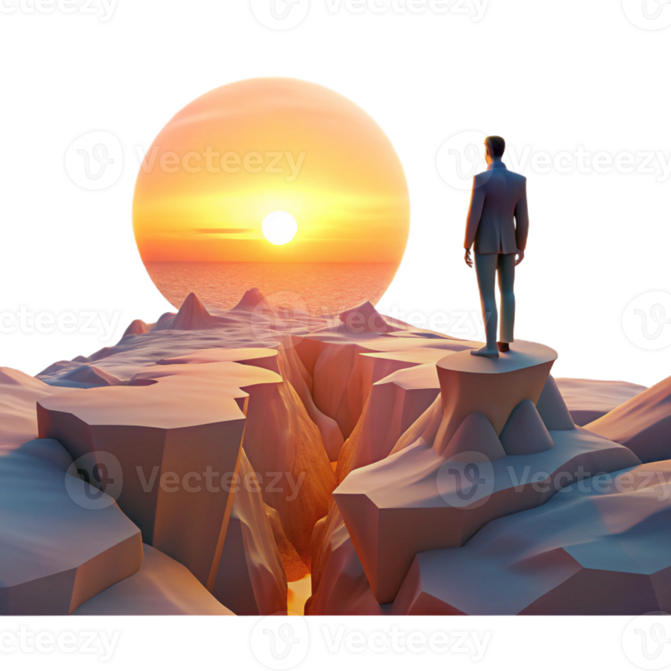 elegant modern A Solitary Figure Standing on a Precipice professional png