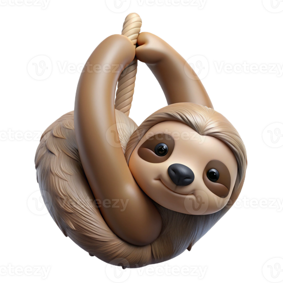 beautiful artistic Sleepy Sloth Hanging Upside Down exclusive png