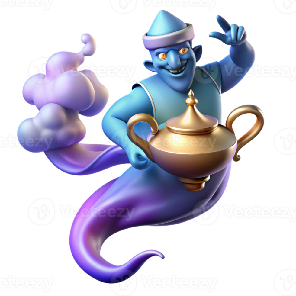 dramatic classic A Powerful Djinn Emerging from a Magic Lam premium png