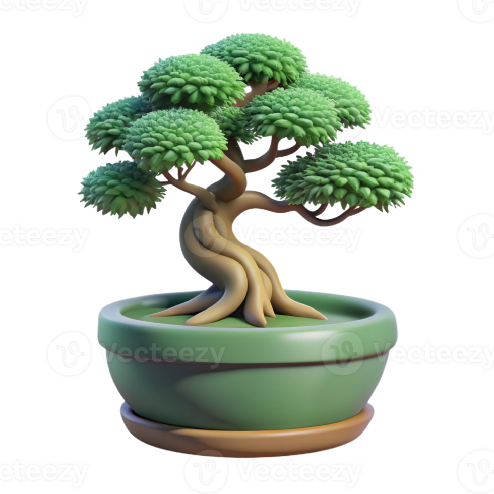 beautiful rustic A Bonsai Tree in a Decorative Pot Intricat premium png