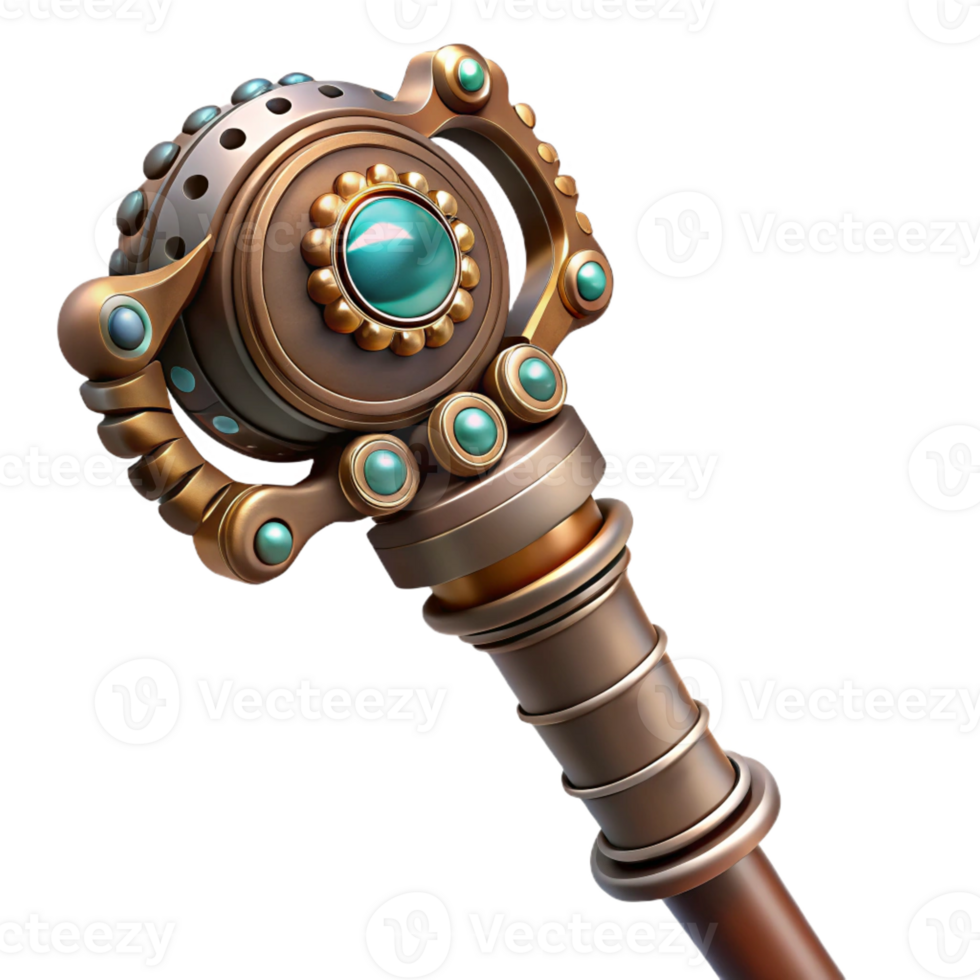 impressive classic A Steampunk Cane Ornate Handle with Gears professional png