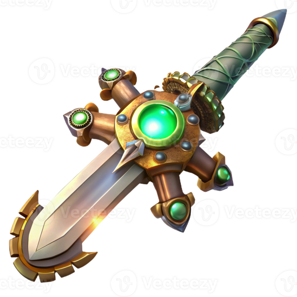 serene abstract A Steampunk Sword Ornate Hilt with Gears png
