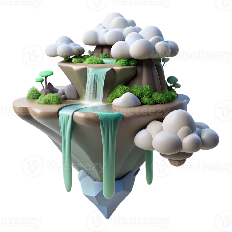 elegant contemporary A Floating Island with Waterfalls Cascadin high resolution png