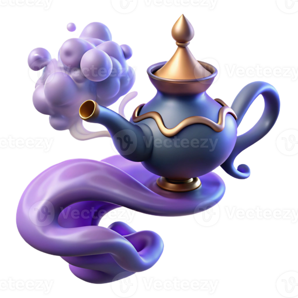 elegant traditional A Powerful Djinn Emerging from a Magic Lam premium png