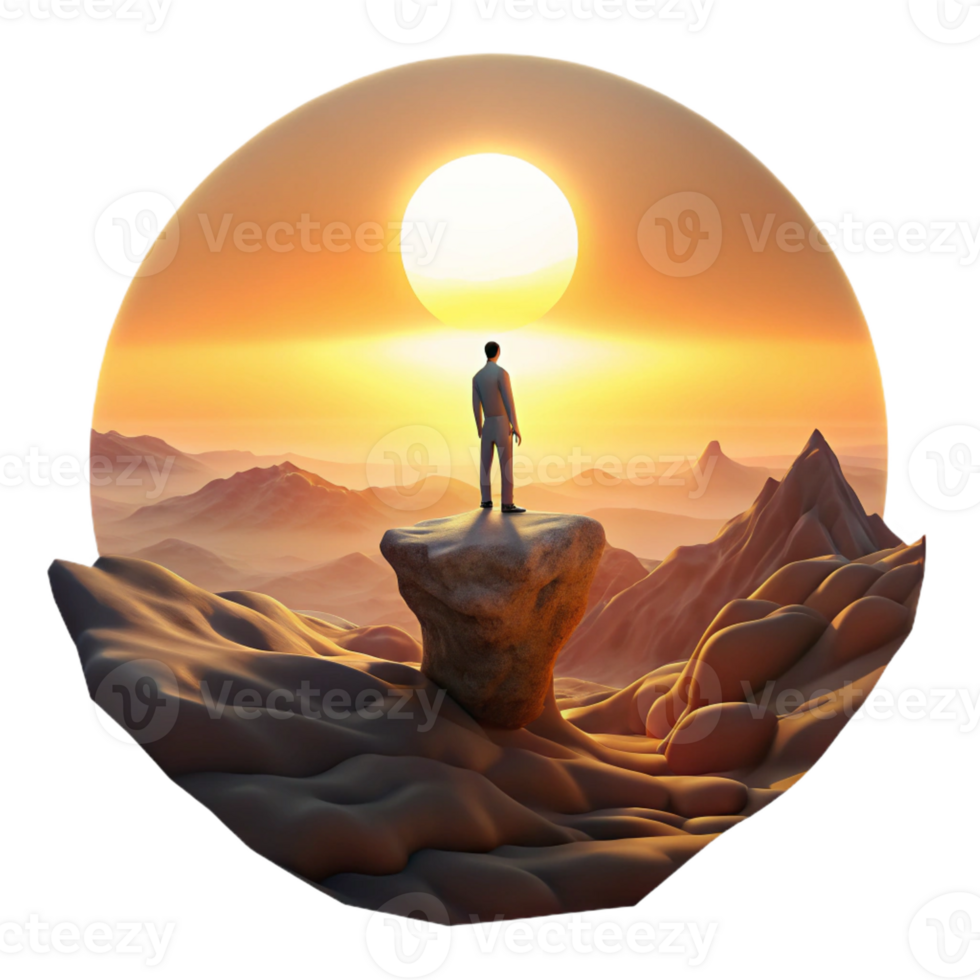 serene vintage A Solitary Figure Standing on a Precipice exclusive png