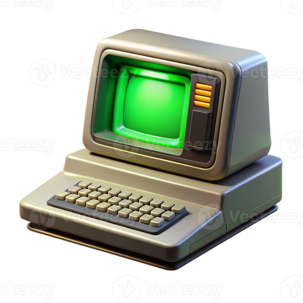 elegant minimalist A Vintage Computer Terminal Displaying Cry detailed png