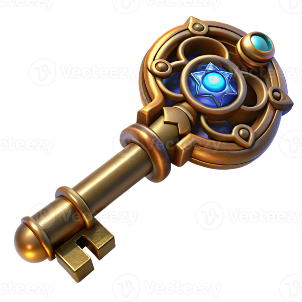 magnificent contemporary A Complex Steampunk Key with Intricate Car detailed png