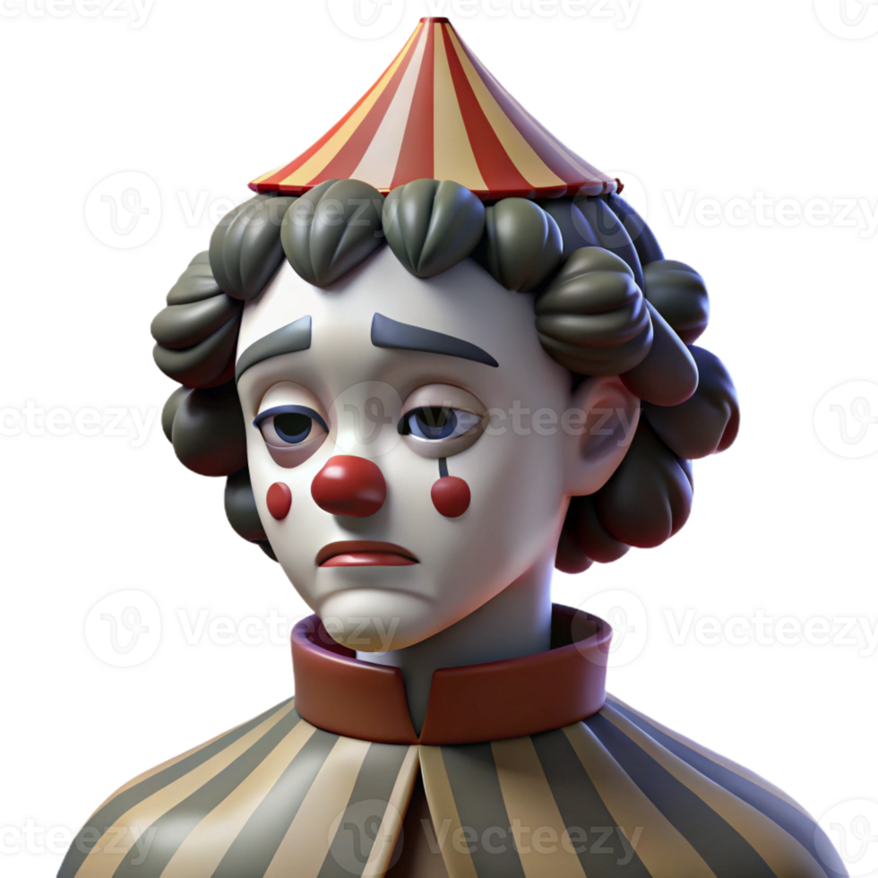 beautiful artistic Portrait of a Sorrowful Clown with Smeare exclusive png
