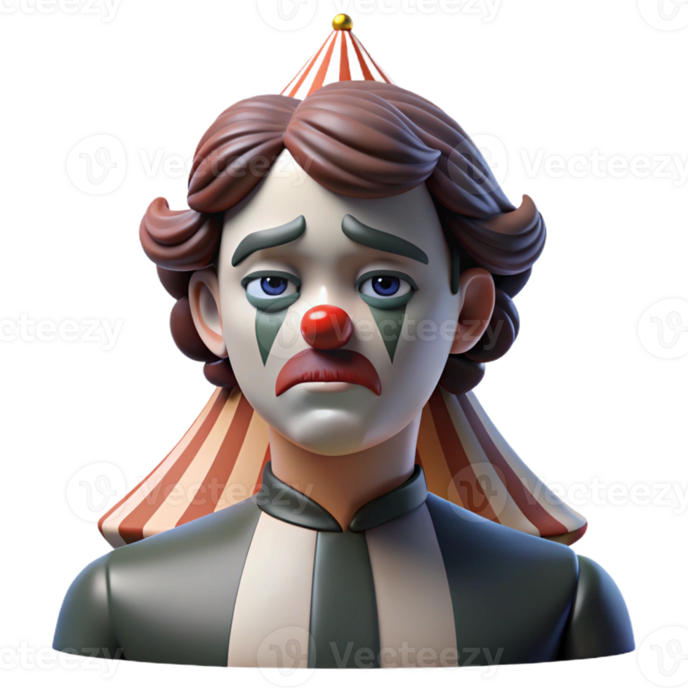 wonderful traditional Portrait of a Sorrowful Clown with Smeare high quality png