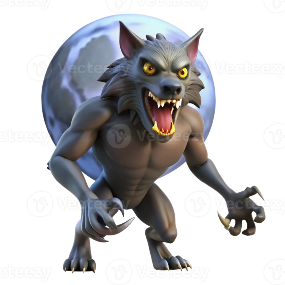 impressive vintage A Fearsome Werewolf Howling at the Moon high quality png
