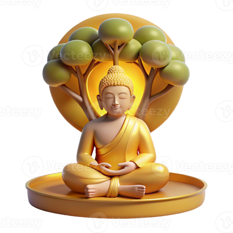 magnificent modern Serene Buddha Meditating Under Bodhi Tree exclusive png