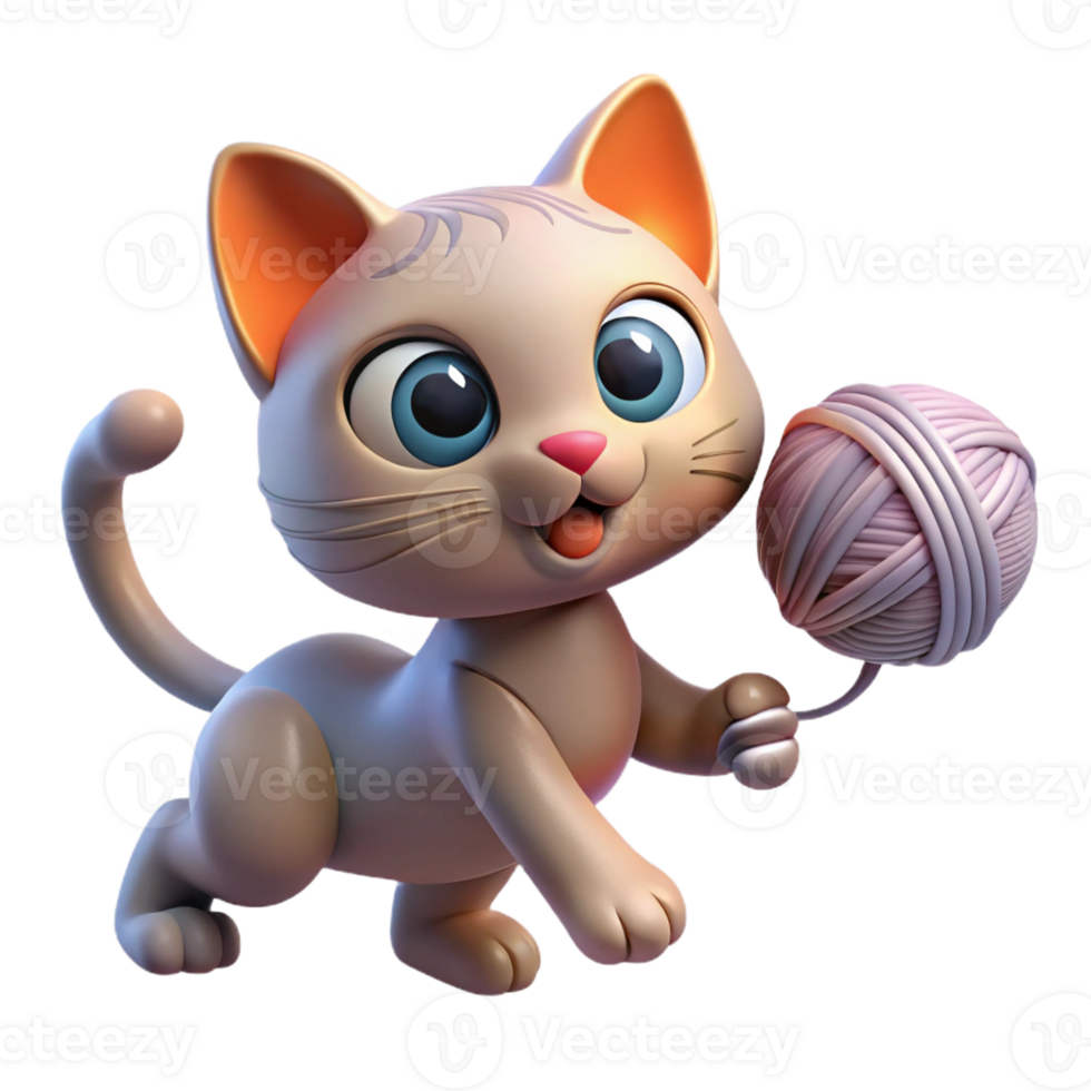 vibrant creative Kitten Playing with Yarn Ball genuine png