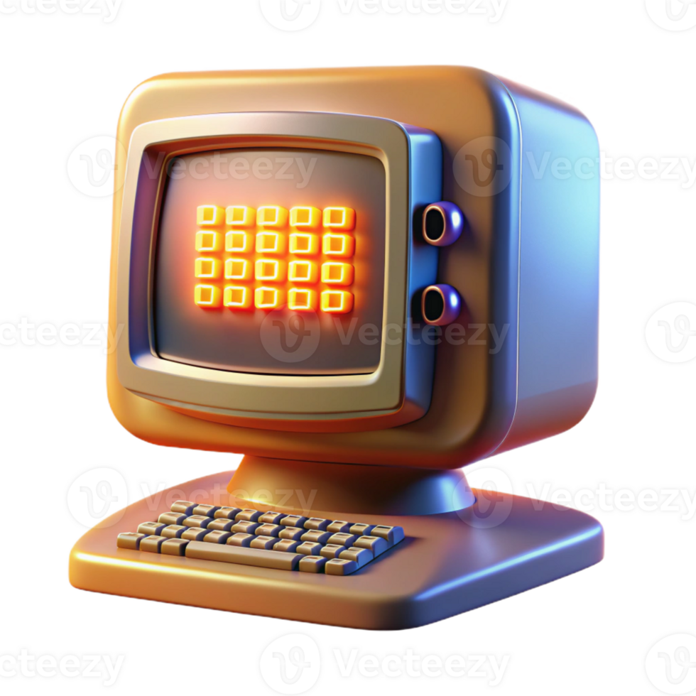 dramatic contemporary A Vintage Computer Monitor Displaying A professional png