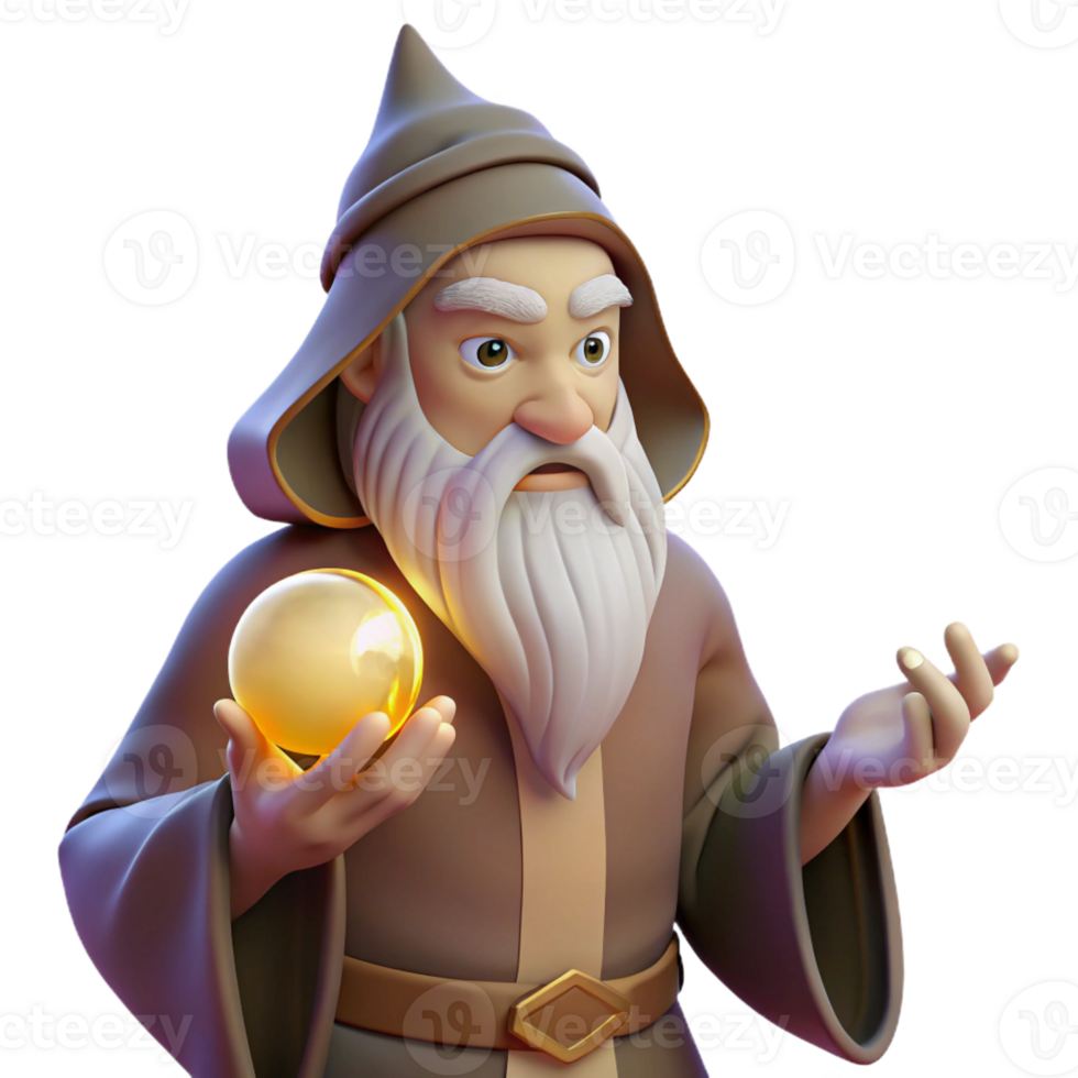 impressive contemporary A Wise Old Wizard with a Long White Beard genuine png