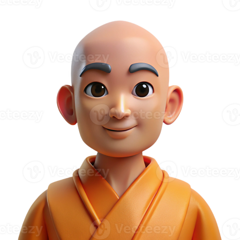 extraordinary vintage Portrait of a Serene Monk with Shaved He authentic png