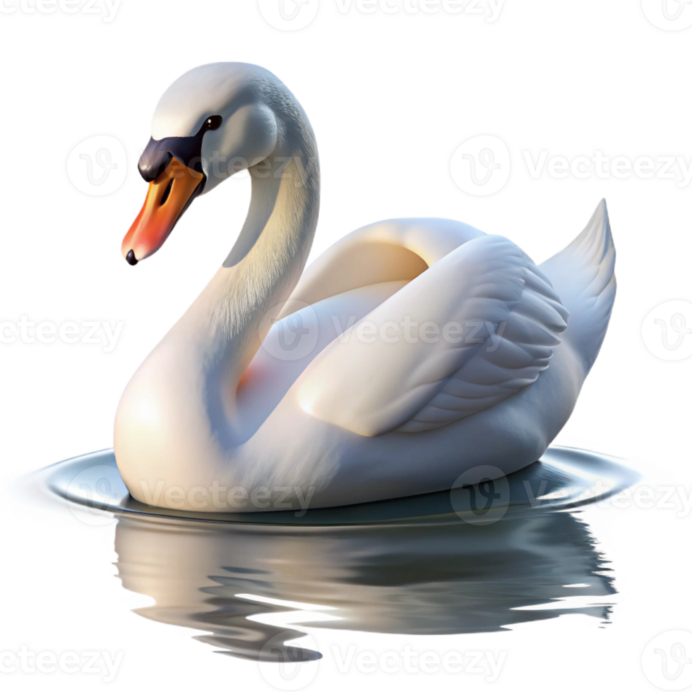 wonderful artistic A Graceful Swan Gliding Across a Calm Lak original png