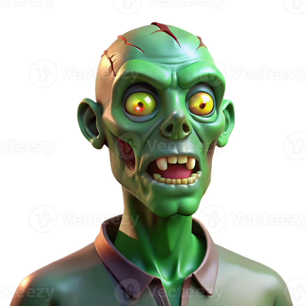 wonderful abstract Portrait of a Zombie with Decaying Flesh premium png