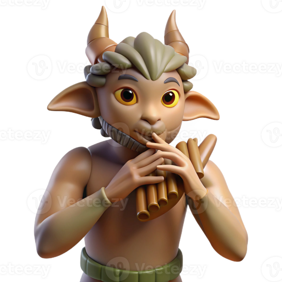 serene modern A Mischievous Satyr Playing a Pan Flute exclusive png