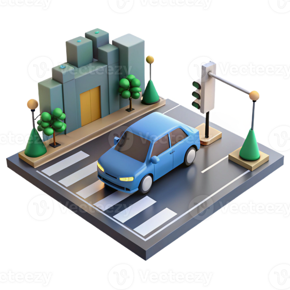 stunning artistic A Self Driving Car Navigating a Busy Inters detailed png